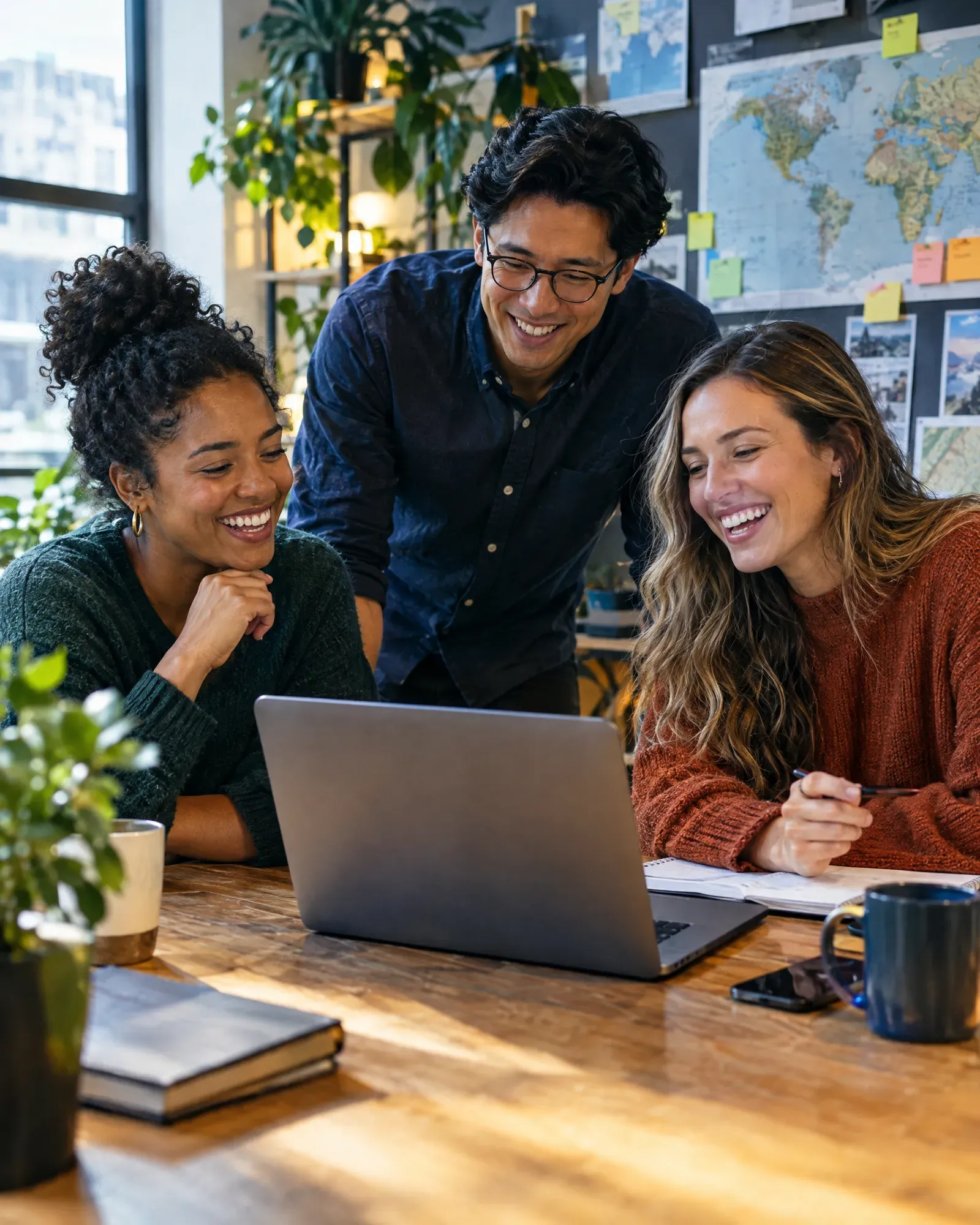The team working together in the office